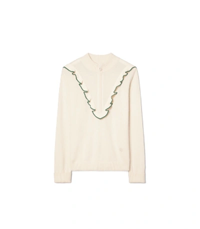 Shop Tory Sport Tory Burch Cashmere Half-zip Sweater In New Ivory