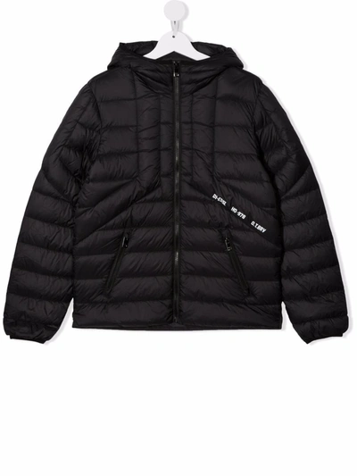 Shop Diesel Teen Jdwain Hooded Puffer Jacket In 黑色