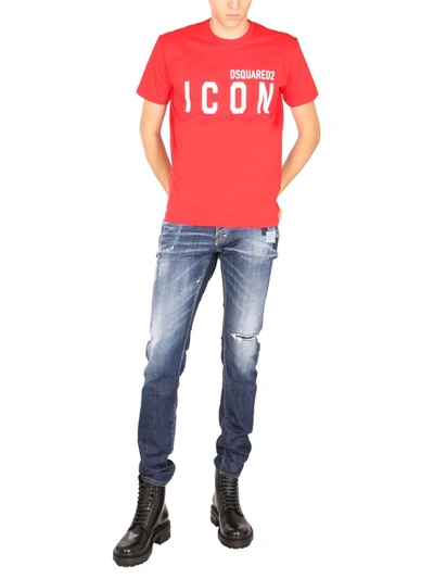 Shop Dsquared2 "icon" Crew Neck T-shirt In Red