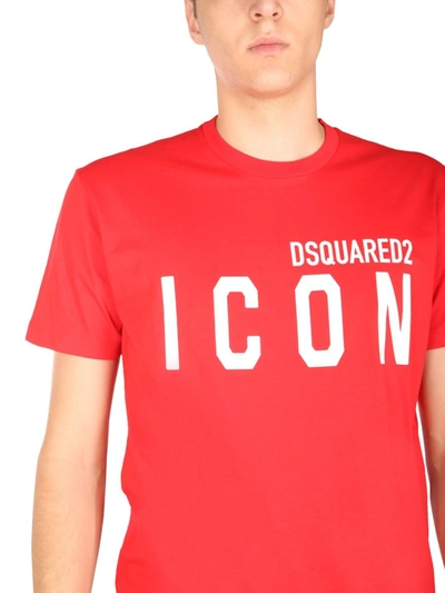Shop Dsquared2 "icon" Crew Neck T-shirt In Red