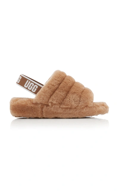 Shop Ugg Women's Fluff Yeah Sheepskin Slide Sandals In Brown
