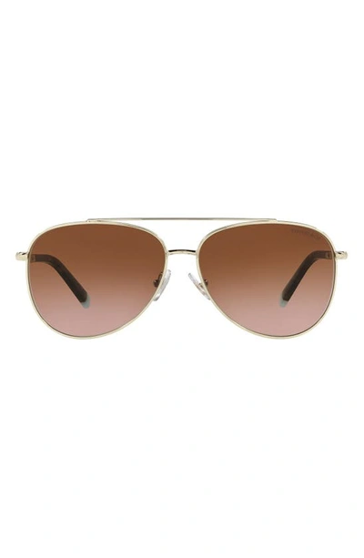 Shop Tiffany & Co 59mm Gradient Pilot Sunglasses In Pale Gold/ Brown Gradient