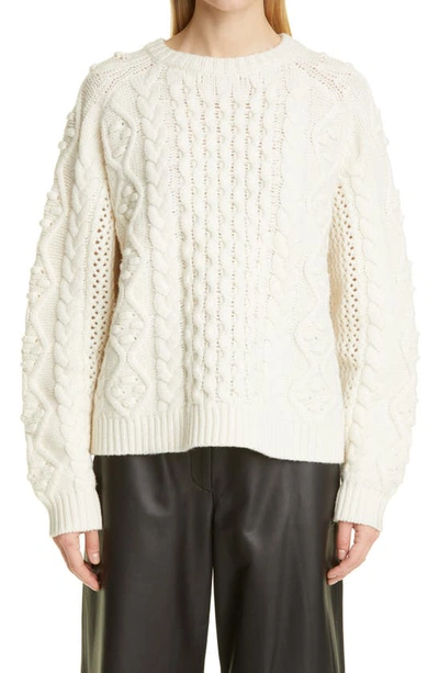 Shop Loulou Studio Secas Cable Knit Wool & Cashmere Sweater In Ivory