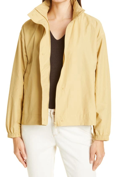 Shop Eileen Fisher Stand Collar Organic Cotton Blend Jacket In Straw