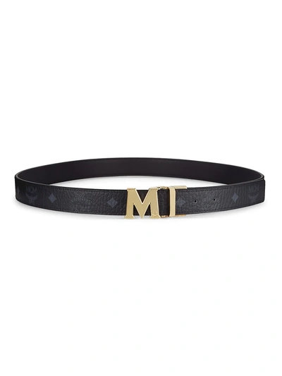 Shop Mcm Women's Logo Belt In Black