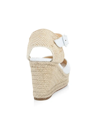 Shop Christian Louboutin Amelina Croc-embossed Leather Espadrille Wedges In Biscotto