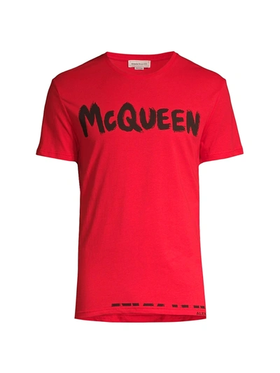 Shop Alexander Mcqueen Graffiti T-shirt In Lust Red