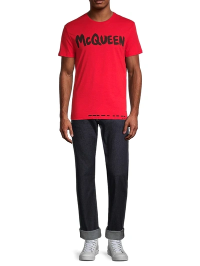 Shop Alexander Mcqueen Graffiti T-shirt In Lust Red