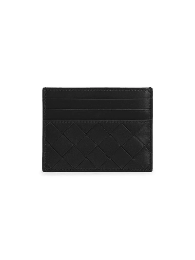 Shop Bottega Veneta Women's Intrecciato Leather Card Case In Black