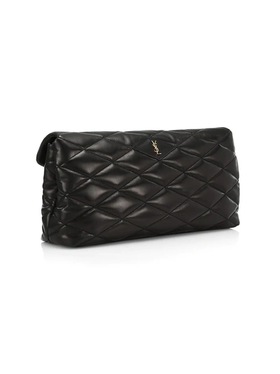 Shop Saint Laurent Women's Large Quilted Leather Envelope Clutch In Beige