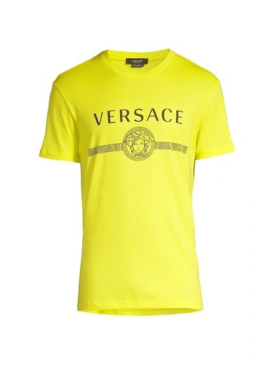 Shop Versace Logo T-shirt In Yellow