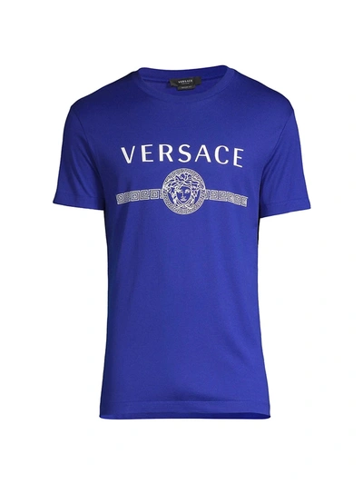 Shop Versace Logo T-shirt In Lapis