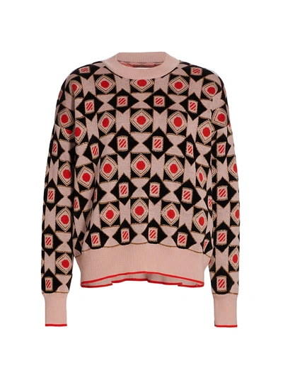 Shop La Doublej Boy Crewneck Geometric Sweater In Rosa Antico Mix