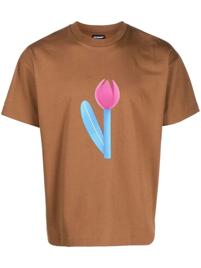Shop Jacquemus Esca Cotton T-shirt In Brown