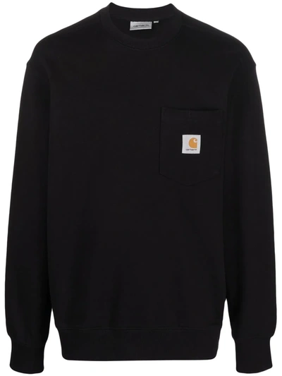 Shop Carhartt Logo-patch Cotton Sweatshirt In Black