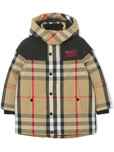 Burberry Kids' Boy's Chrissy Vintage Check Parka In Archive Beige Ip |  ModeSens
