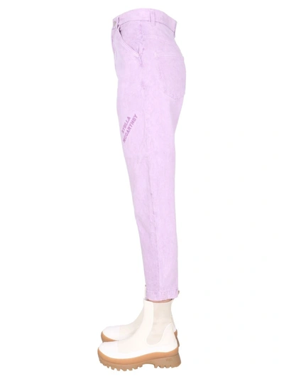 Shop Stella Mccartney Jeans With Embroidered Logo In Lilac