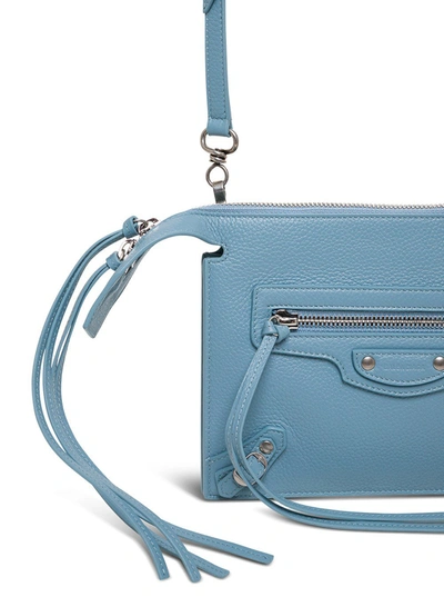 Shop Balenciaga Neo Classic Multiple Leather Crossbody Bag In Light Blue