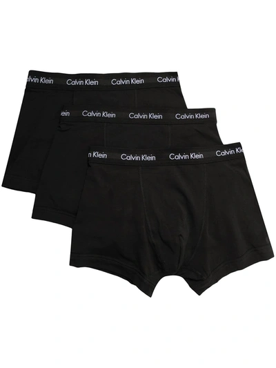 Shop Calvin Klein 3-pack Stretch-cotton Trunks In Black
