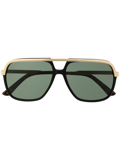 Shop Gucci Pilot-frame Sunglasses In Black