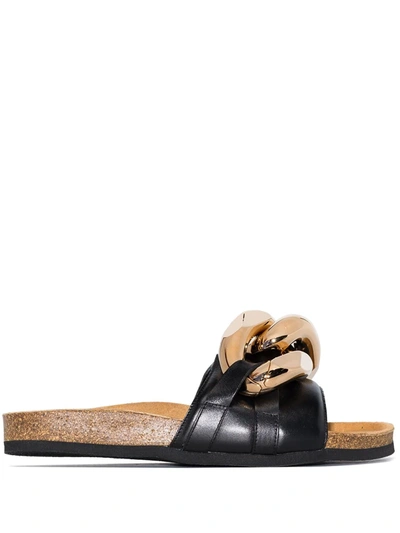 Shop Jw Anderson Chain-link Detail Slip-on Sandals In 黑色