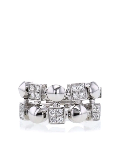 Pre-owned Bvlgari 2000 18kt White Gold Lucéa Diamond Ring In 银色