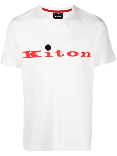 Shop Kiton Logo Print Round-neck T-shirt In 白色