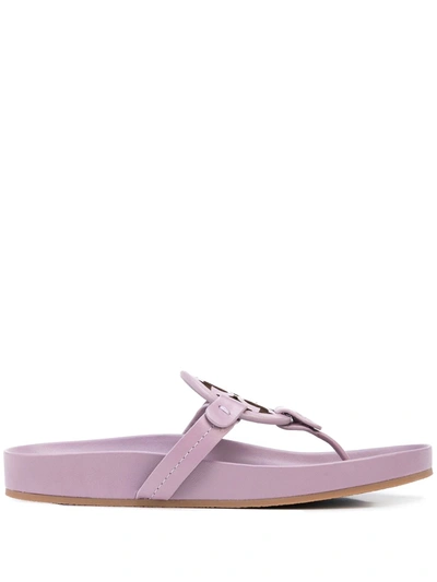 Shop Tory Burch Miller Cloud Leather Sandals In 紫色