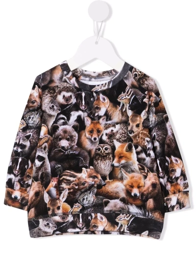 Shop Molo Forest Animals-print Sweatshirt In 黑色