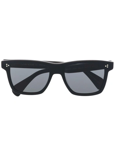 Shop Oliver Peoples Oversized Rectangular-frame Sunglasses In 黑色