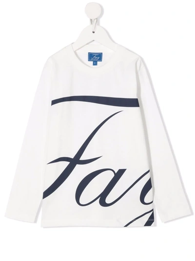 Shop Fay Logo-print Long-sleeved T-shirt In 白色