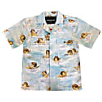 Quillattire Boujee Blue Sky-cupid Printed Boxy Shirt In Boxy