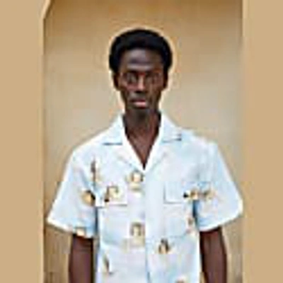 Quillattire Boujee Blue Sky-cupid Printed Boxy Shirt In Boxy