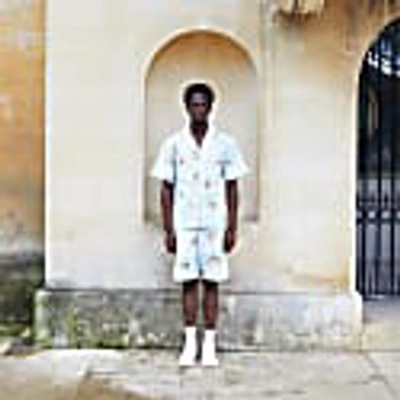 Quillattire Boujee Blue Sky-cupid Printed Boxy Shirt In Boxy