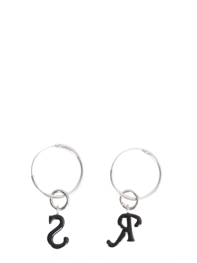 Shop Raf Simons Earrings With Logo Pendants Unisex In Black