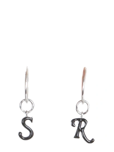 Shop Raf Simons Earrings With Logo Pendants Unisex In Black