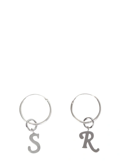 Raf Simons Earrings With Logo Pendants Unisex In Silver