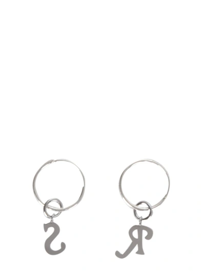 Raf Simons Earrings With Logo Pendants Unisex In Silver