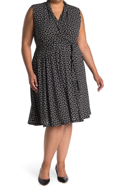Love By Design Prescott Fit & Flare Belted Knee Length Dress In Square Link