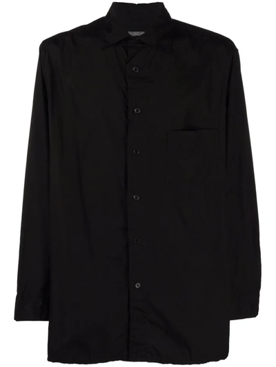 Shop Yohji Yamamoto Chest-pocket Long Shirt In Schwarz