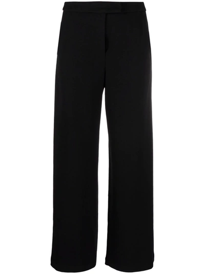 Shop Emporio Armani High-waisted Wide-leg Trousers In Black