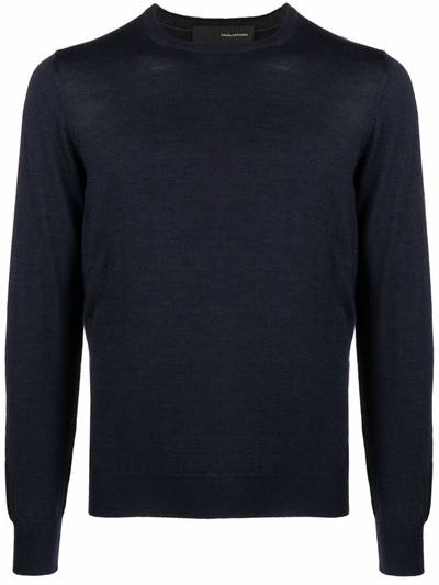 Shop Tagliatore Crew Neck Wool Sweater In Blau