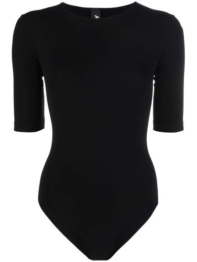 Shop Adamo Sculpting T-shirt Jersey Bodysuit In Black