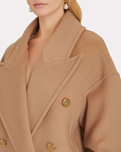 Shop Balmain Double-breasted Wool-cashmere Coat In Beige