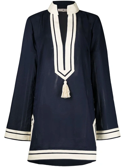 Shop Tory Burch Solid Tory Cotton Tunic In Blue