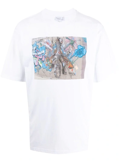 Shop Agnès B. X Rafael Grey Painting T-shirt In White