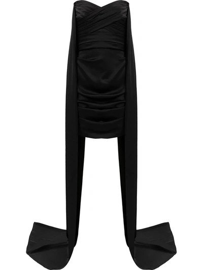 Shop Alex Perry Draped-detail Strapless Dress In Black