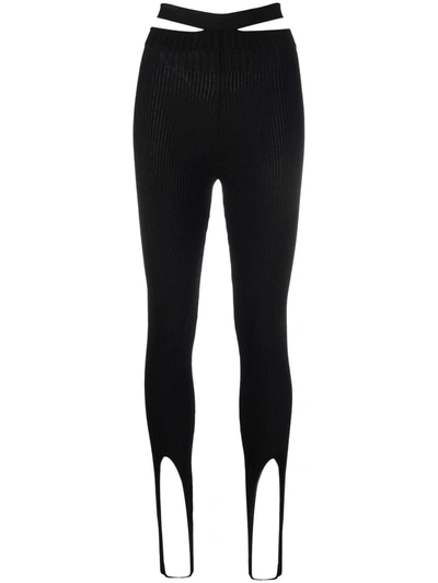 Shop Adamo Cut Out-detail Ribbed-knit Leggings In Black