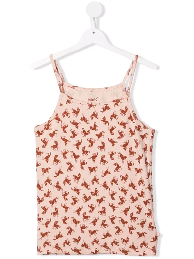 Shop Molo Teen Horse-print Organic Stretch-cotton Top In Pink