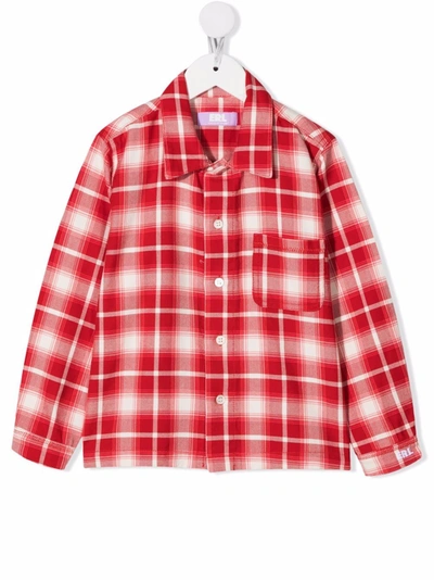 Shop Erl Button-up Flannel Shirt In Red